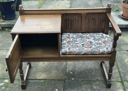 Vintage oak hall seat - oak,