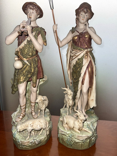 Royal dux 1900 shepherd pair - dux,