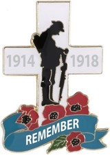Soldier Cross Poppies pin