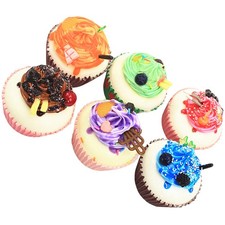 6 Pcs PU Fake Cupcake Models Assorted Color Realistic Dessert Decor
