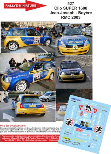 Decals ref 0527 renault - 1/43,