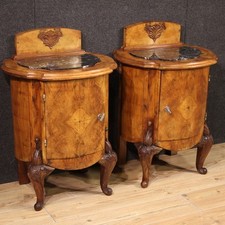 Pair of Italian night stands antique style marble bedside tables 20th century