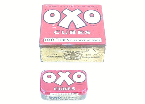 Two vintage antique oxo - vintage, tins