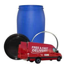 Storage Barrel Drum 220 Litre Storage Shipping Containers Blue Waterproof  & Lid
