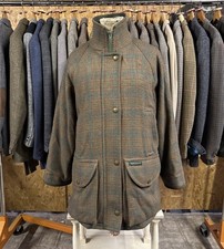 Hucklecote Tweed Coat Womens 10 Green Wool Check Country Shooting Field Jacket