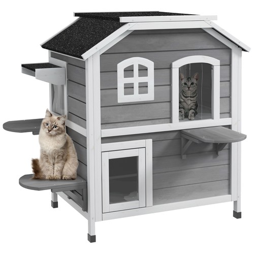 Pawhut wooden cat - house,