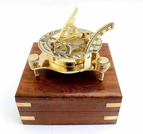 Nautical brass sundial compass - sundial,