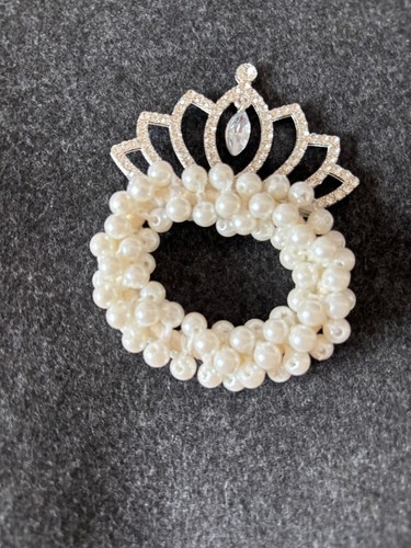 Pearl crystal rhinestone crown - pearl,