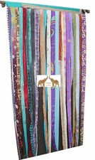 Indian Old Silk Sari Saree Boho Hippy Curtain Door Drape Décor Silk Drapes India