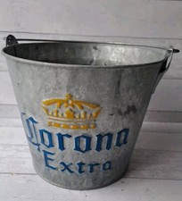 CORONA Galvanised Ice Bucket, Corona Extra Beer. 18cms Tall, 22cm Diameter