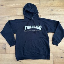 Thrasher Hoodie Men’s Small Black Drawstring Skater Pullover Sweatshirt Vintage