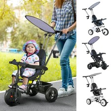 6 in 1 Tricycle for Kids with Push Handle, Removable Canopy