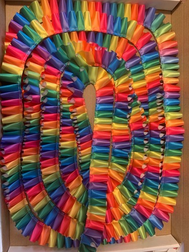Rainbow pleated ribbon - ribbon, rosette