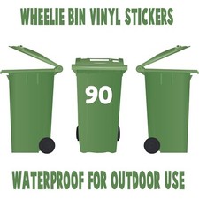 3 x White Wheelie Bin House Numbers Stickers Wheely Dustbin Sticker Peel & Stick