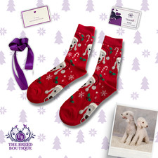 BEDLINGTON TERRIER CHRISTMAS SOCKS RED FESTIVE DOG GIFT UK 5–11 US 6–12 EU 38–46