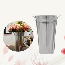  2 Pcs Galvanized Bucket Flower Buckets Planters Baskets Metal Tin