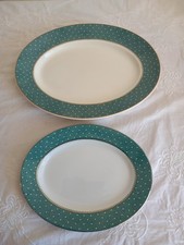 Two Vintage Ridgway Conway Green Serving Plates/ Platters, Meat Plates