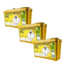 Sharps Bin Needle Waste Box Insulin Syringe Tattoo Medical Biohazard Yellow x3