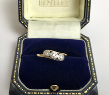 Antique Edwardian Diamond 18ct Gold & Platinum Antique Ring - Size O 1/2