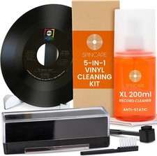 SPINCARE Vinyl Record Cleaning Kit: 5-in-1 LP Cleaner Set with Anti-Static Solu