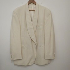 Vintage Tuxedo Dinner Jacket 46 Wool Cream Ivory Off White Shawl Lapel
