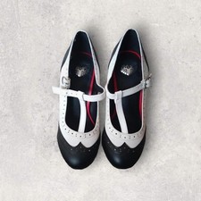 Anarchic By T.U.K. Black White Brogue HEELS Shoes Womens UK 3 Court Shoes