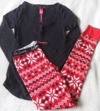 LA SENZA SNOWFLAKE FAIRISLE STRETCH THERMAL RIBBED PJ PYJAMA SET SIZE 6-8
