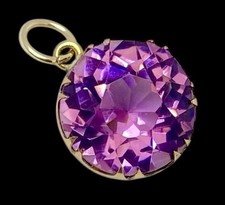 Sparkly Antique 9ct Gold & Amethyst Paste Pendant / Charm