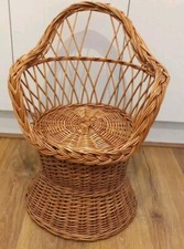 22" Vintage Small Wicker Chair Peacock Teddy Dolls Plant Stand Childs tub Seat