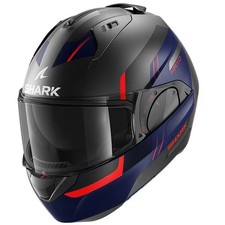 SHARK EVO ES KRYD GREY BLUE RED FLIP FRONT MODULAR MOTORCYCLE HELMET