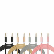 FX Aux-in-Cable 3.5mm Braided 1 Metre, Gold or Black