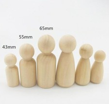 6pcs Wooden Peg Dolls Natural