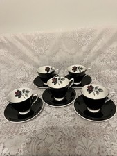 ROYAL ALBERT GOTHIC MASQUERADE SET 5 CUPS & SAUCERS VERY GOOD USED CONDITION