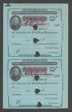 US REVENUE STAMPS (2) DISTILLERY WAREHOUSE STAMPS 1878 SERIES - NICE LOOK!!!!