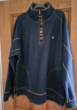 Fatface Sweatshirt Blue With Yellow Detail and Lining. Quarter Zip. Size Large