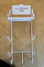 Wrought Iron Hanging Towel Rack 24" Le Bain Shabby Chic Off-WHITE Painted