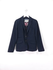 Joules Jacket Size 14 Navy Aster Blazer Hacking Herringbone Cotton Country
