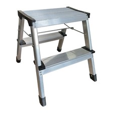 Double Folding Step Stool 2 Step Aluminium Ladder 150kgs Caravan Motorhome Home