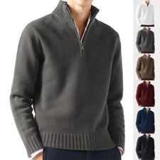 Mens Winter Warm Jacket Sweater Half Zip Up Jumper Pullover Knitted Sweaters  ‡