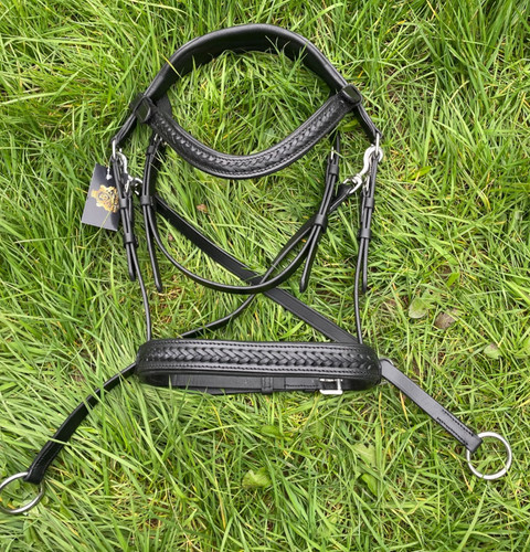 Braided padded leather bitless - leather,