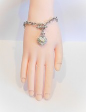 Juicy Couture Silver Plated Pave Crowned Heart with Banner Charm Bracelet