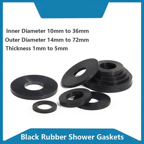 Black rubber shower gaskets - black,