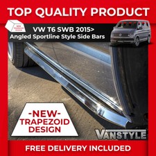 FITS VW T6/T6.1 TRANSPORTER SWB 15>SPORTLINE ANGLED SIDEBAR POLISHED STAINLESS