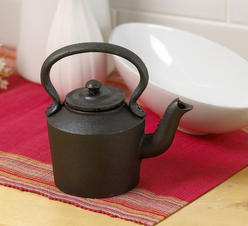 Large rustic cast iron kettle - rustic,