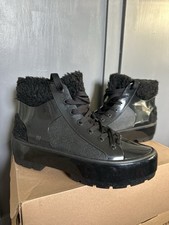 Melissa Fluffy Sneaker Ad Lace Up Black Rubber Waterproof Boots Shoes UK6 EU 39