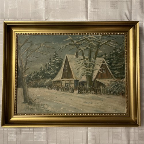 Antique framed oil canvas - antique, on