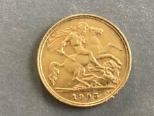 1905 King Edward VII Gold Half Sovereign in capsule