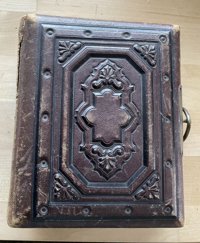 Small antique tooled brown - tooled,