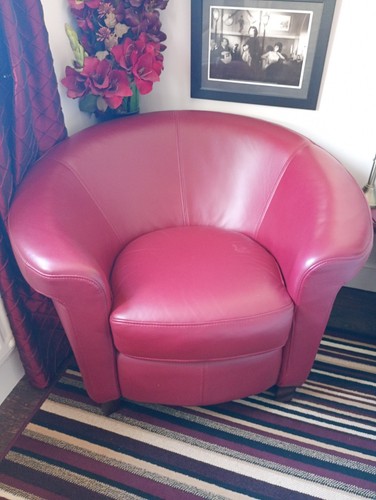 Red leather tub chair armchair - red,