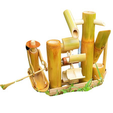 Handmade Fancy Bamboo Water Wheel Paddle Boat Garden Fountain With No Motor Pump
